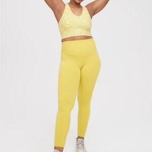 NEW Aerie Offline Real Me 7/8 Smocked Hi Rise Legging Green Rush Large SHORT